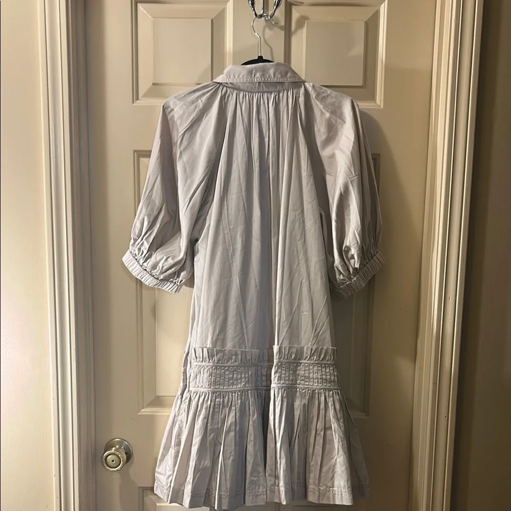 NWOT. Aje Novella Mini Smock Dress. Stylish Beige Dress with Ruffle Hem - Picture 9 of 13